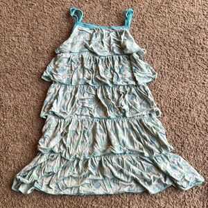 Kickee Pants tiered dress, feather print, size 4T